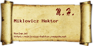 Miklovicz Hektor névjegykártya